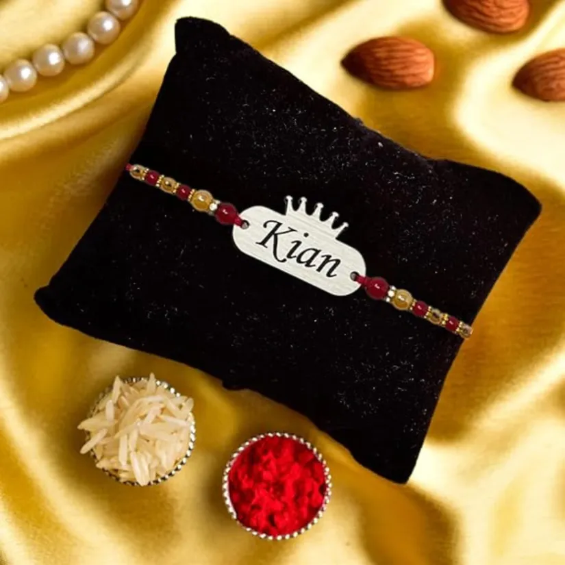 Personalized Photo Rakhi for Brother – Custom Picture Rakhi with Colorful Beads | Handmade Raksha Bandhan Gift