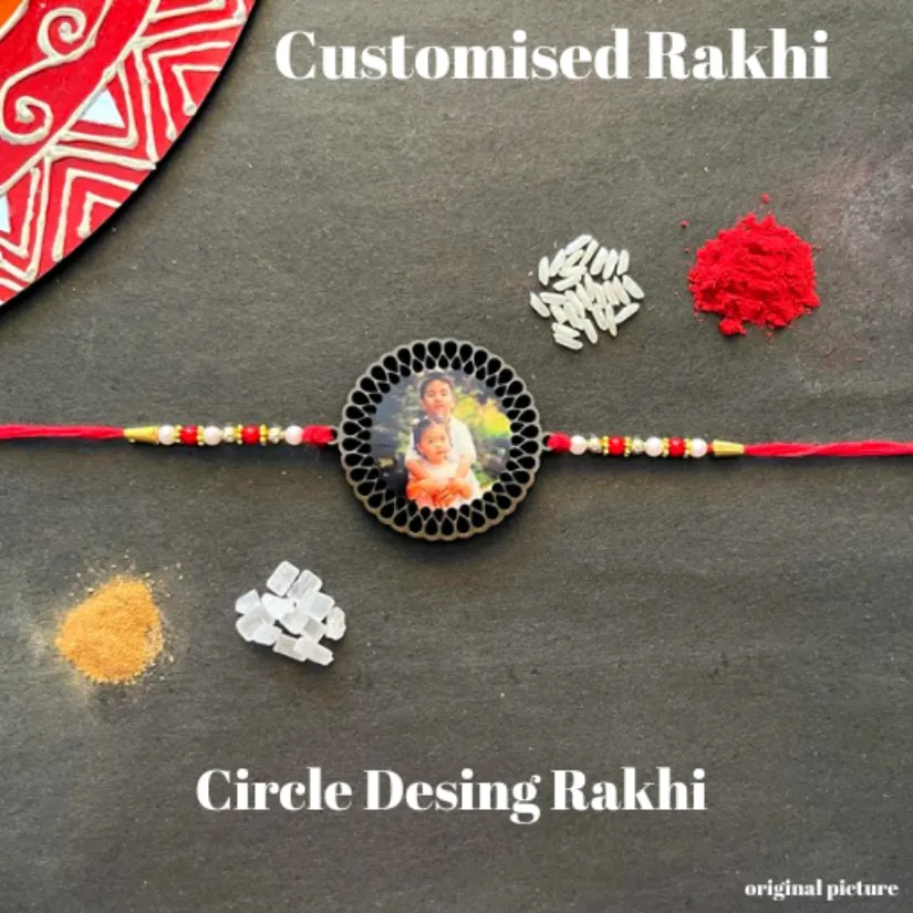 Personalized Photo Rakhi for Brother – Custom Picture Rakhi with Colorful Beads | Handmade Raksha Bandhan Gift pack of 2