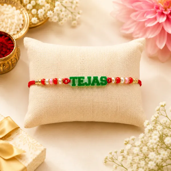 Personalized Photo Rakhi for Brother – Custom Picture Rakhi with Colorful Beads | Handmade Raksha Bandhan Gift pack of 1