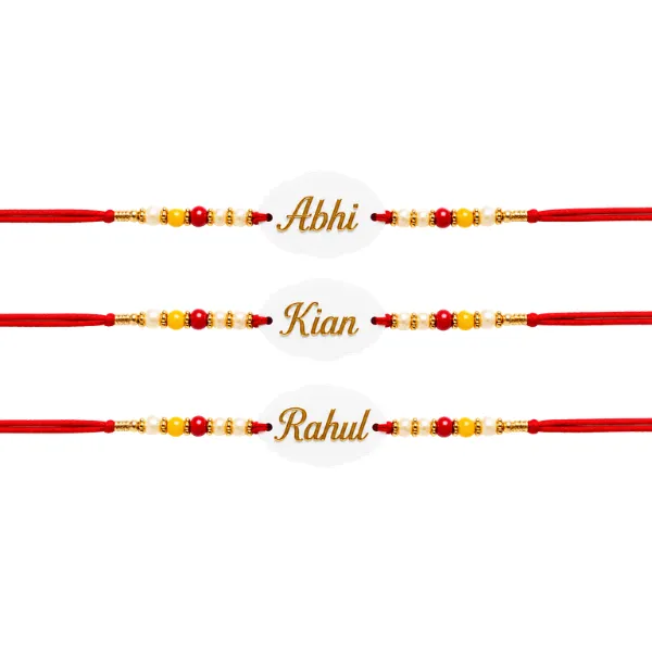 Apnatohfa Personalized Name Rakhi for Brother with Premium Acrylic Name Plate pack of 3
