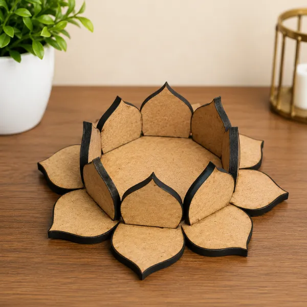 Apnatohfa Lotus Diya Holder MDF DIY Craft Handcrafted MDF Lotus Diya for Diwali Decoration, Reusable Holder, Hand Painted Home Decor Gift