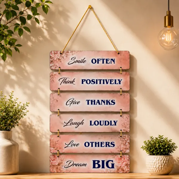 Apnatohfa Inspiratial Wonooden Wall Hanging Plaque – Positive Quotes Home Decor —Smile Often, Think y,Positivel Give Thanks, Laugh Loudly, Love Others, and Dream Big—
