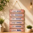 Apnatohfa Inspiratial Wonooden Wall Hanging Plaque – Positive Quotes Home Decor —Smile Often, Think y,Positivel Give Thanks, Laugh Loudly, Love Others, and Dream Big—