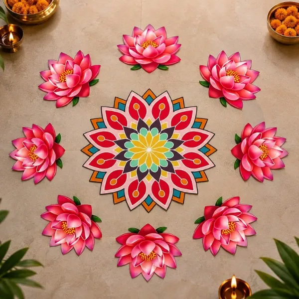 pink rangoli