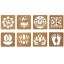 Rangoli Stencil Pack of 8 for Diwali Decoration | Reusable MDF Rangoli Templates for Floor Art, Pooja & DIY Craft Designs