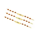 Personalized Name Rakhi for Brother – Custom Acrylic Name Rakhi with Beads & Red Thread set of 3