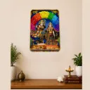 Premium Golden Frame, Pearl Wall Painting for Living Room, Bedroom, Office Decor, Pearl Wall Art Frame, Decorative Wall Frame, Meditation Golden Wall Frame (Radhe Radhe frame)