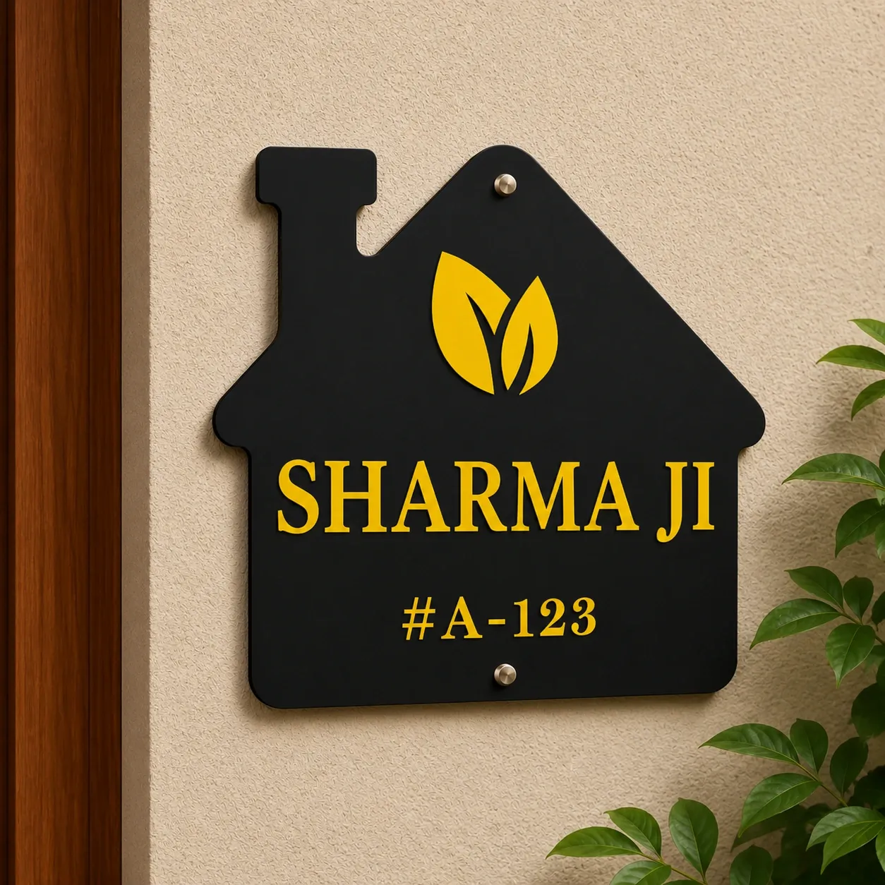 Customized House Shape Acrylic Name Plate with Family Name & House Number in size 12 x 18 inch