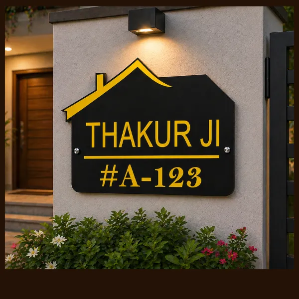 Customized Acrylic House Name Plate with House Number for Home Entrance Door Sign size in 12 x 18 inch